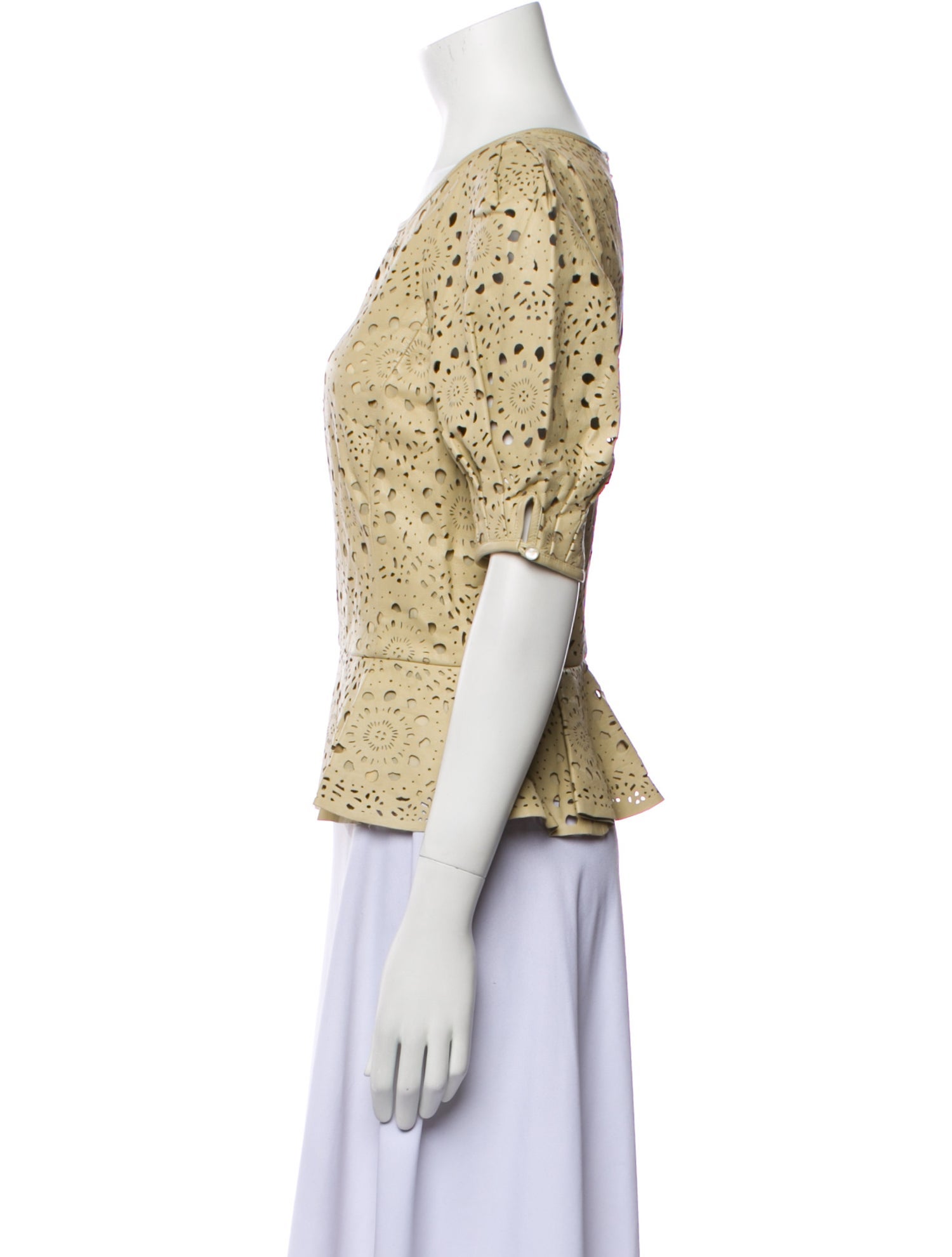 Lauren Ralph Lauren Lamb Leather Patterned Top