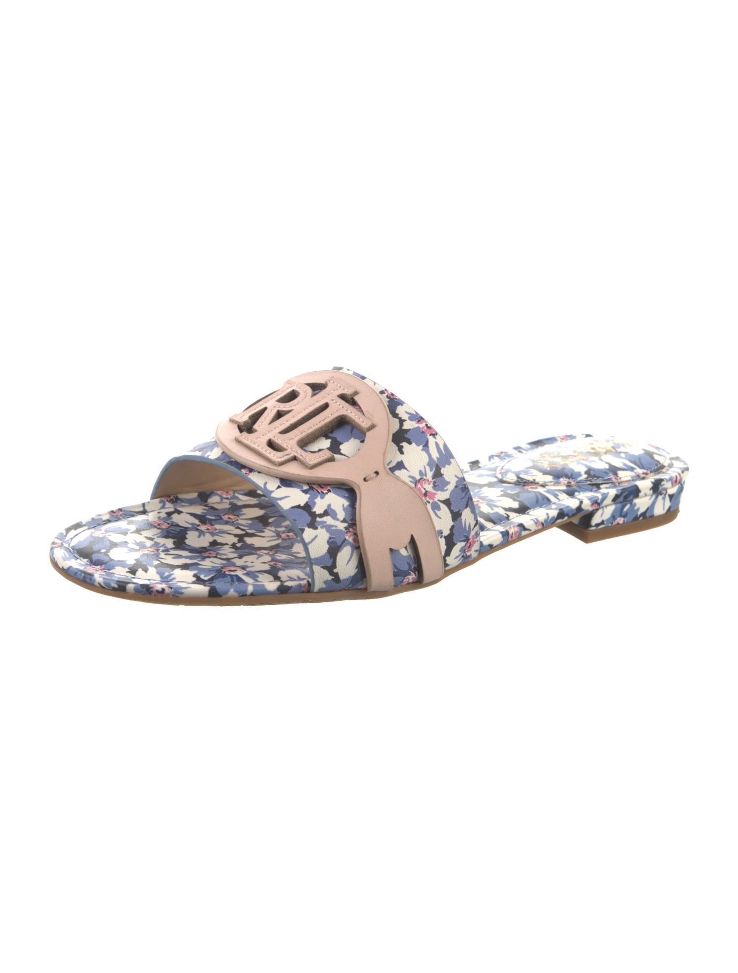 Lauren Ralph Lauren Leather Floral Print Slides