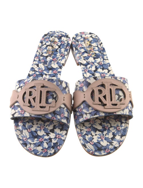 Lauren Ralph Lauren Leather Floral Print Slides