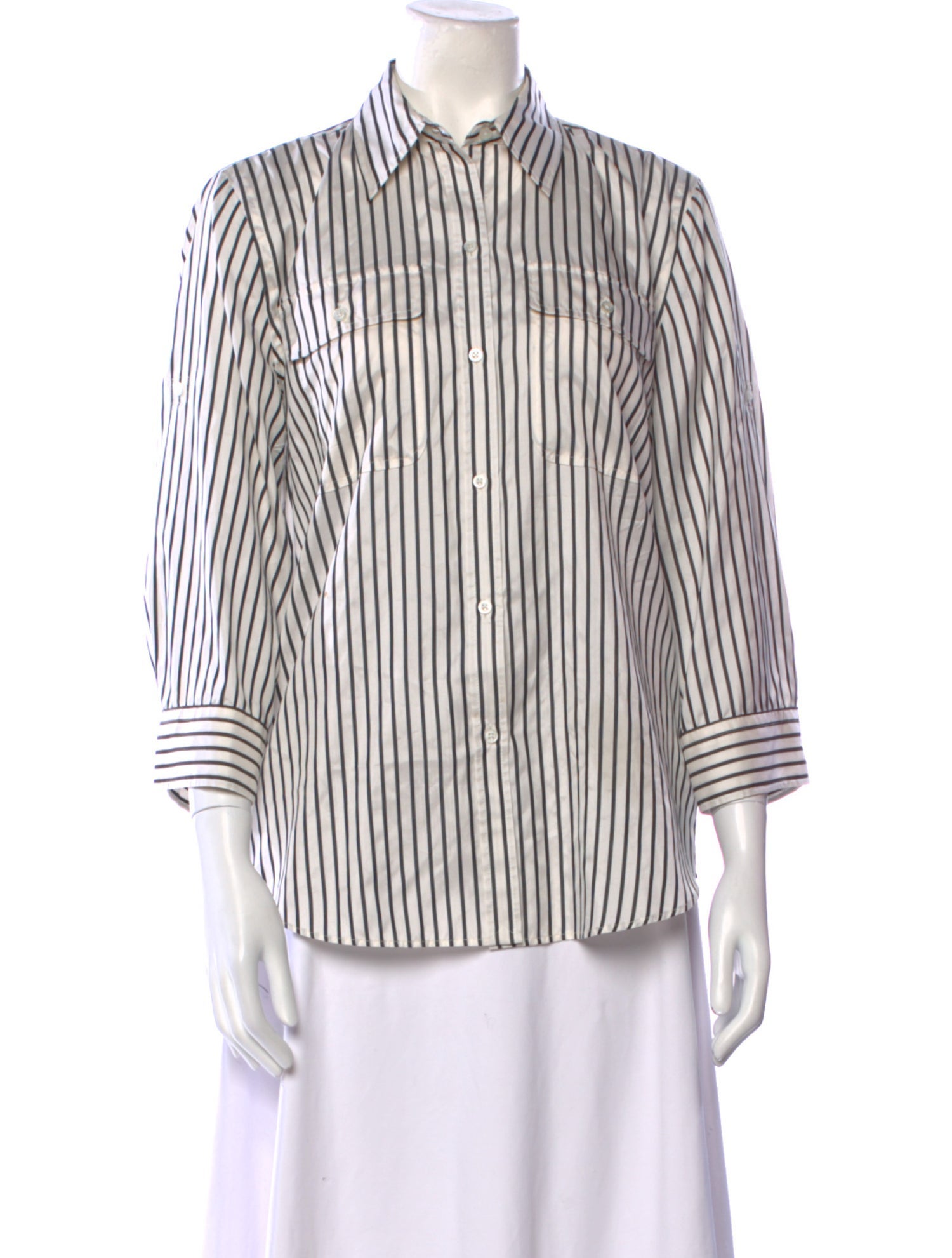 Lauren Ralph Lauren Silk Striped Button-Up Top