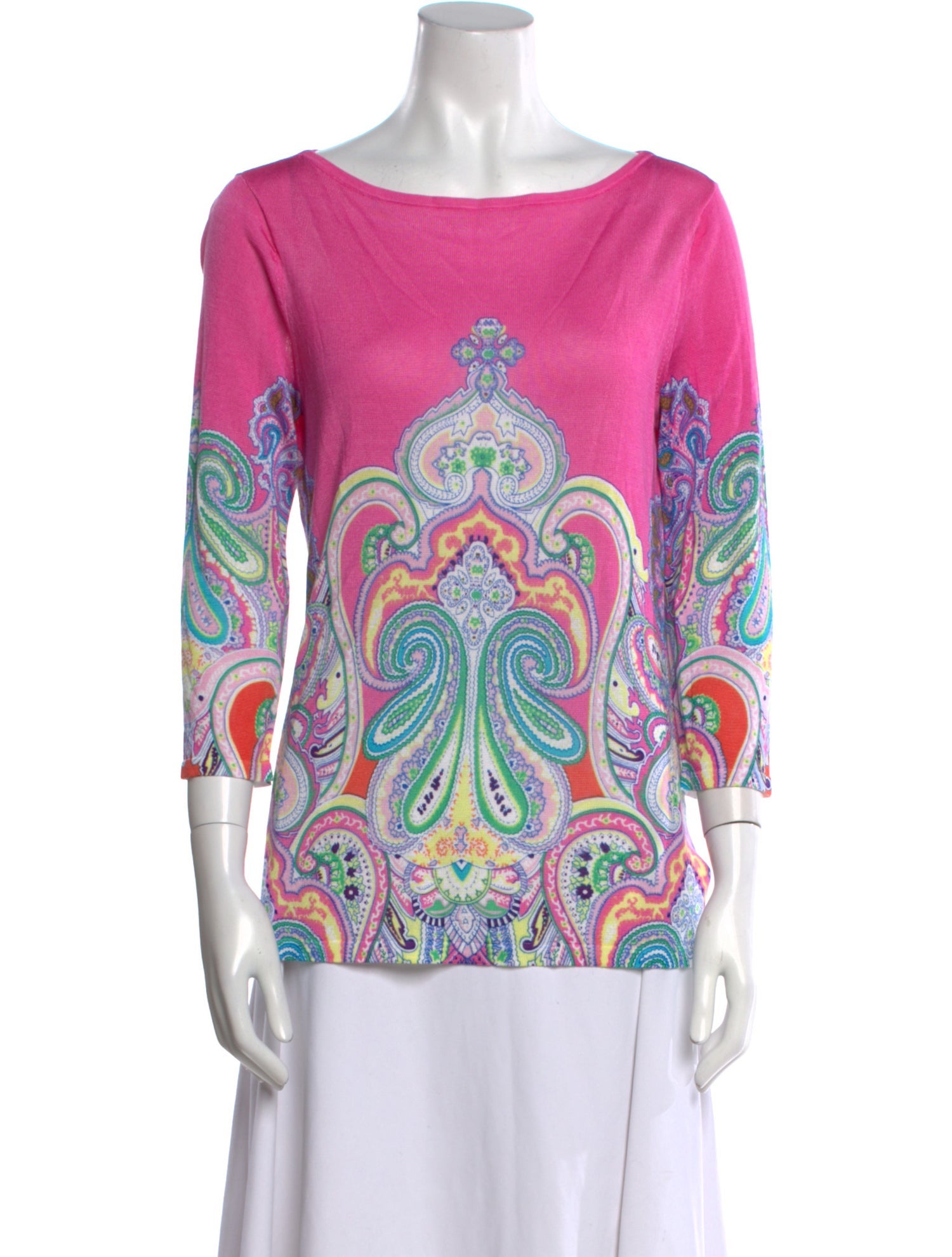 Lauren Ralph Lauren Paisley Print Bateau Neckline Top w/ Tags