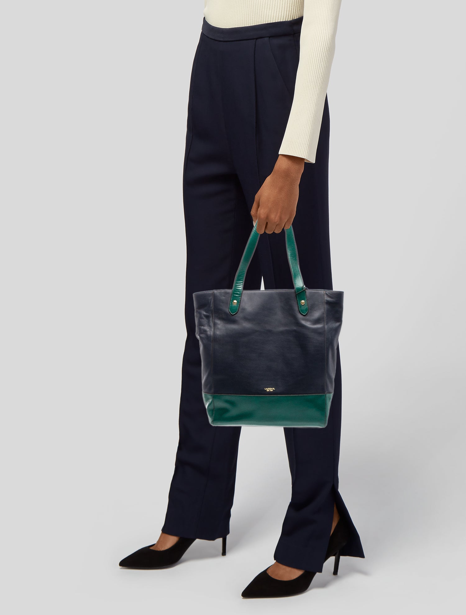 Lauren Ralph Lauren Embossed Leather Tote
