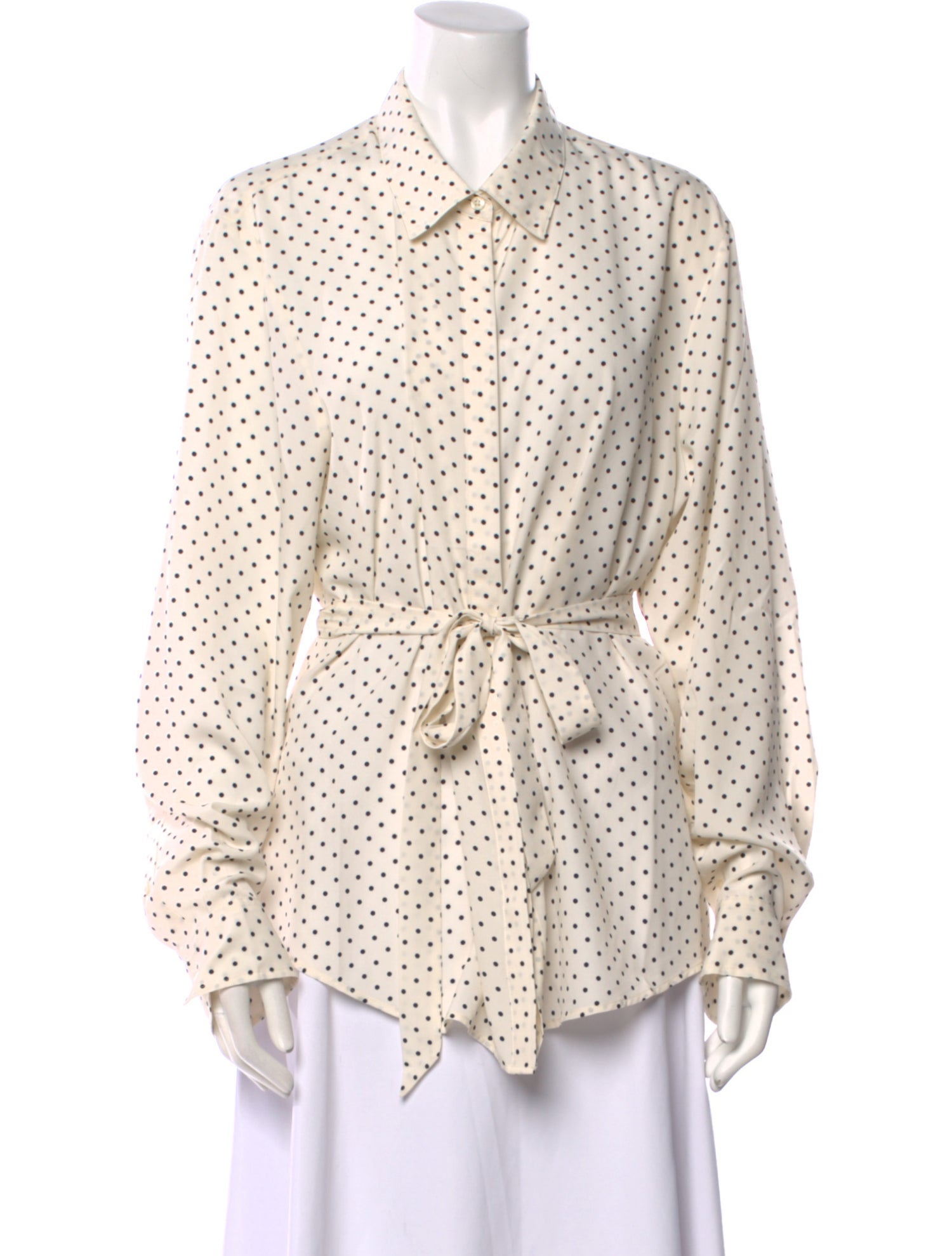 Lauren Ralph Lauren Polka Dot Print Long Sleeve Button-Up Top