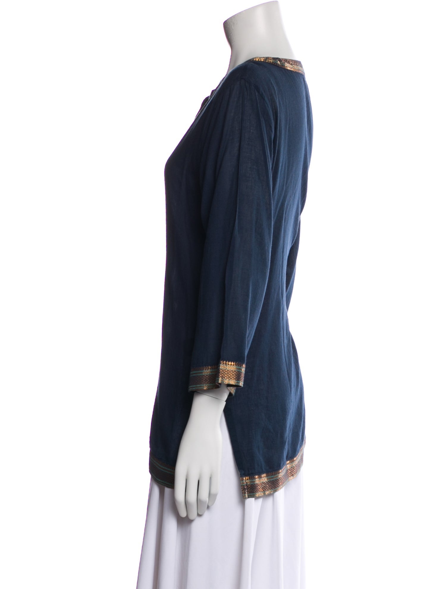 Lauren Ralph Lauren V-Neck Three-Quarter Sleeve Blouse