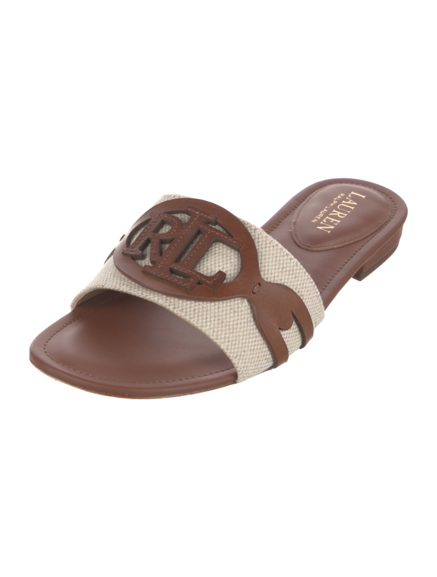 Lauren Ralph Lauren Leather Patterned Slides
