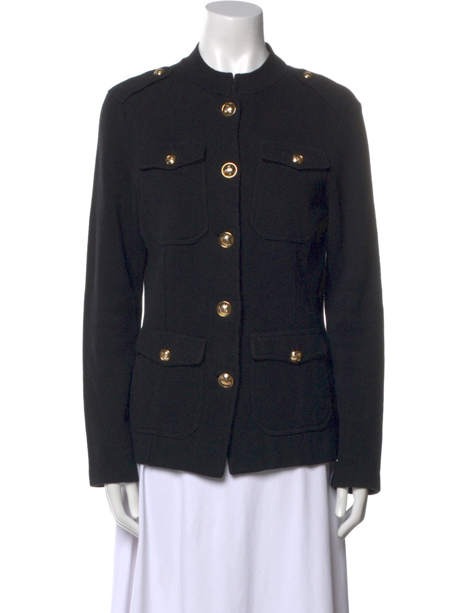 Lauren Ralph Lauren Mock Neck Long Sleeve Button-Up Top