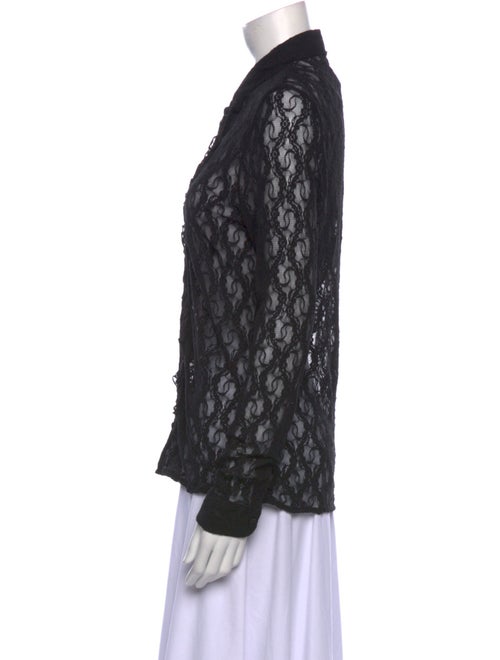 Lauren Ralph Lauren Lace Pattern Long Sleeve Button-Up Top