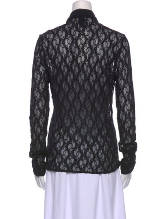 Lauren Ralph Lauren Lace Pattern Long Sleeve Button-Up Top