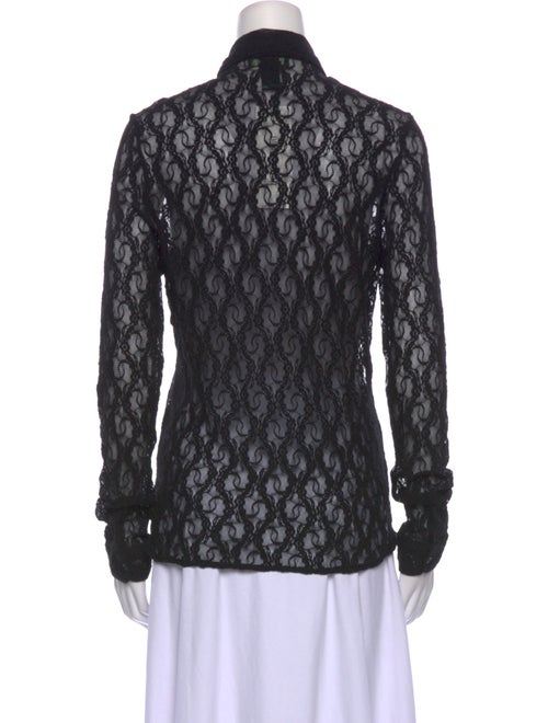Lauren Ralph Lauren Lace Pattern Long Sleeve Button-Up Top