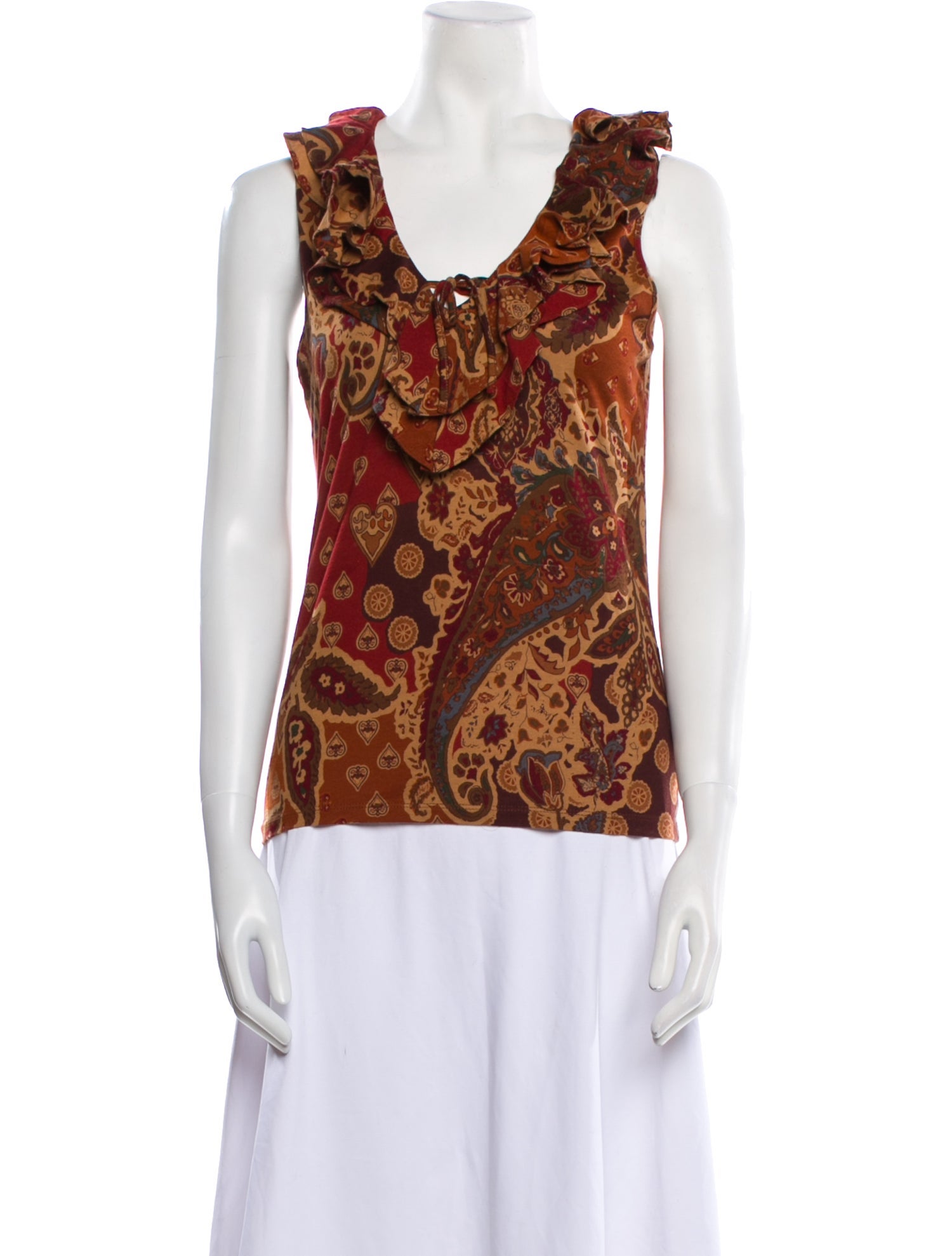 Lauren Ralph Lauren Paisley Print V-Neck Top