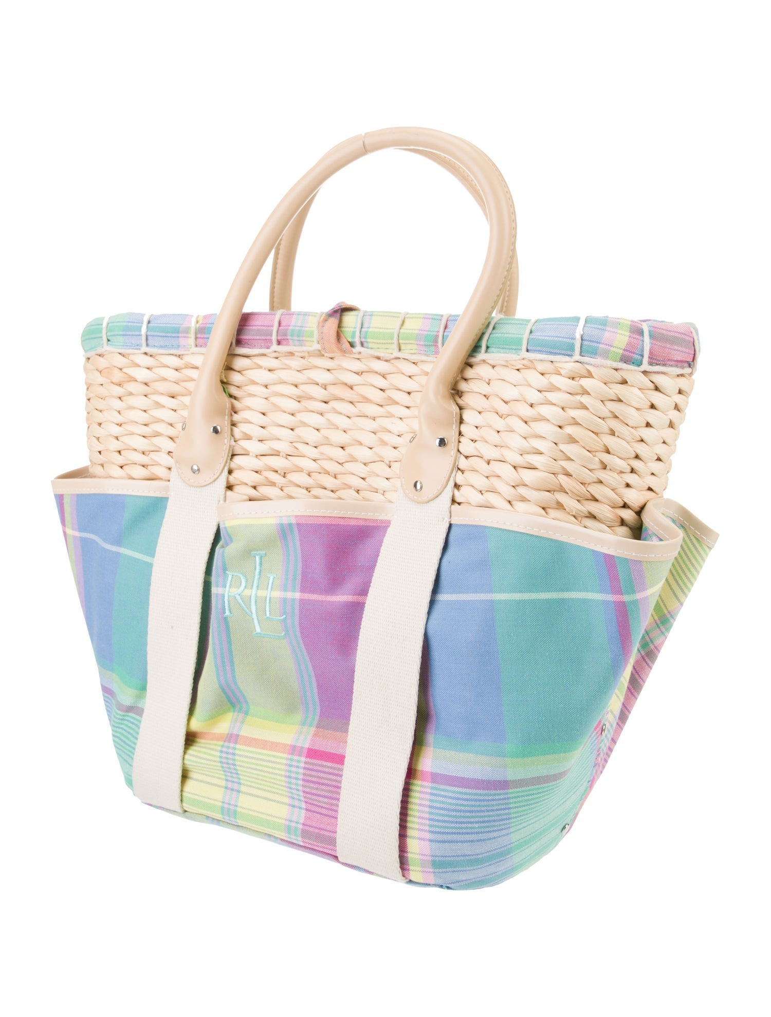 Lauren Ralph Lauren Straw Top Handle Bag