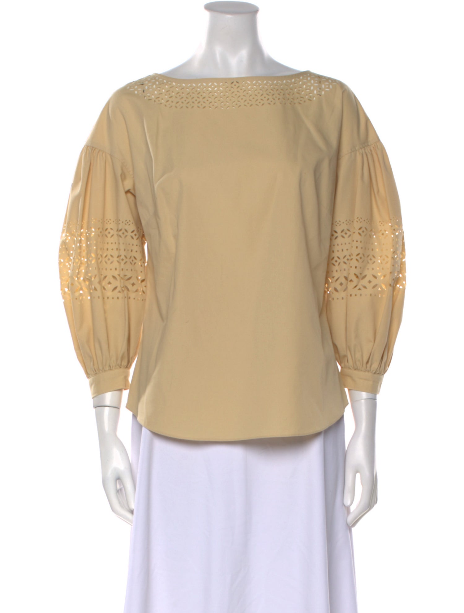 Lauren Ralph Lauren Bateau Neckline Three-Quarter Sleeve Blouse