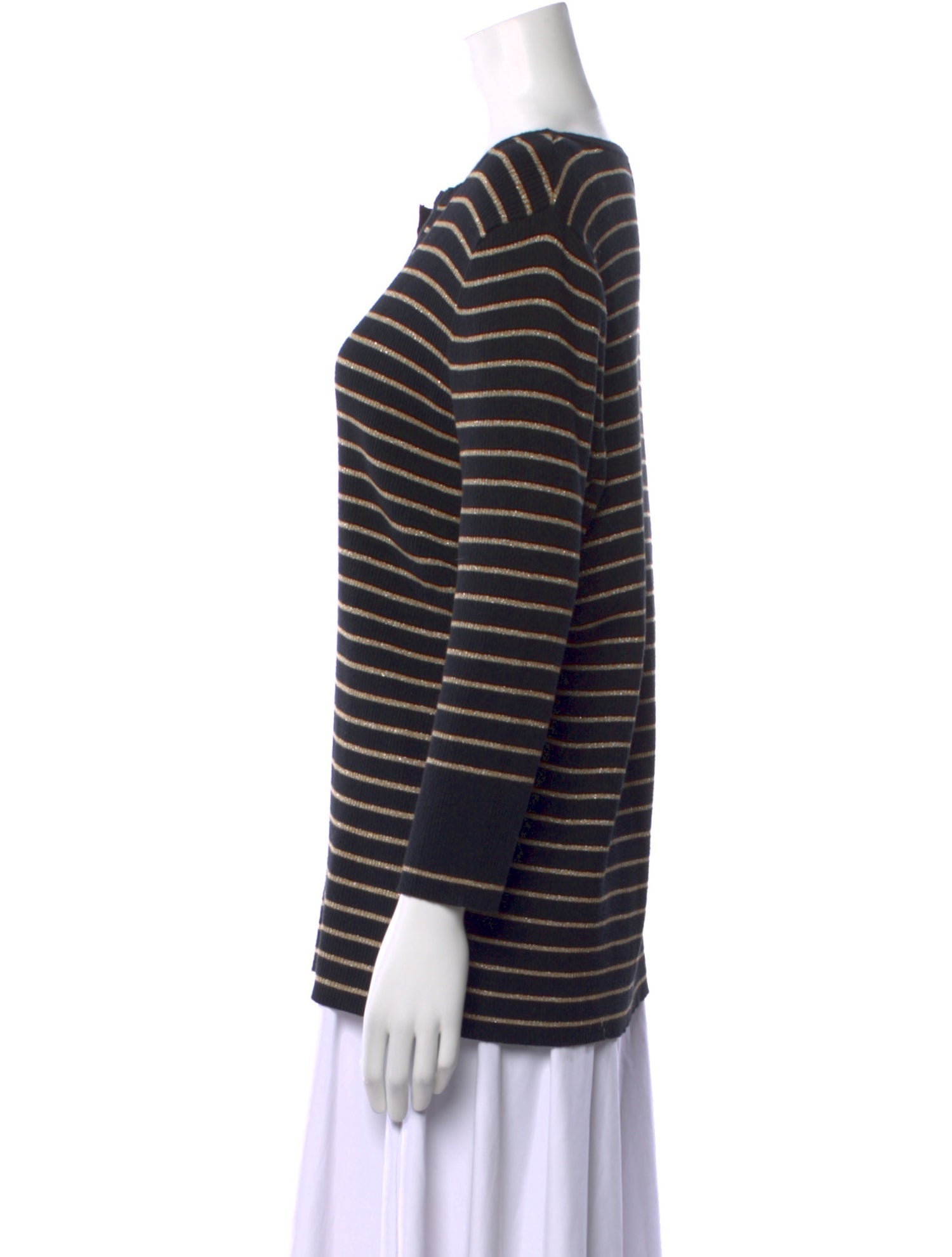Lauren Ralph Lauren Striped V-Neck Sweater