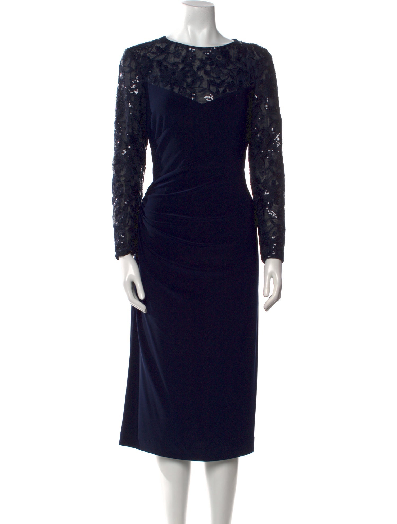 Lauren Ralph Lauren Bateau Neckline Midi Length Dress