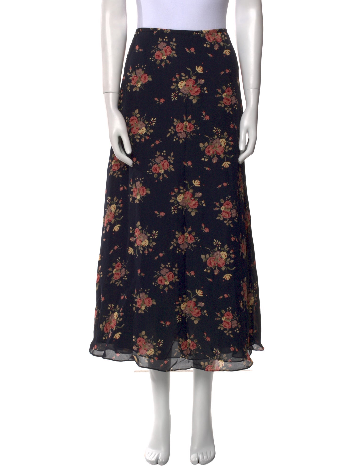 Lauren Ralph Lauren Silk Midi Length Skirt