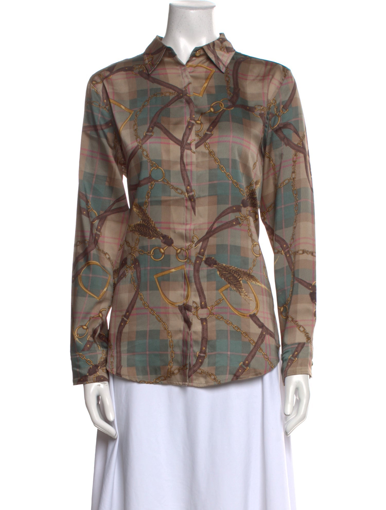 Lauren Ralph Lauren Printed Long Sleeve Button-Up Top