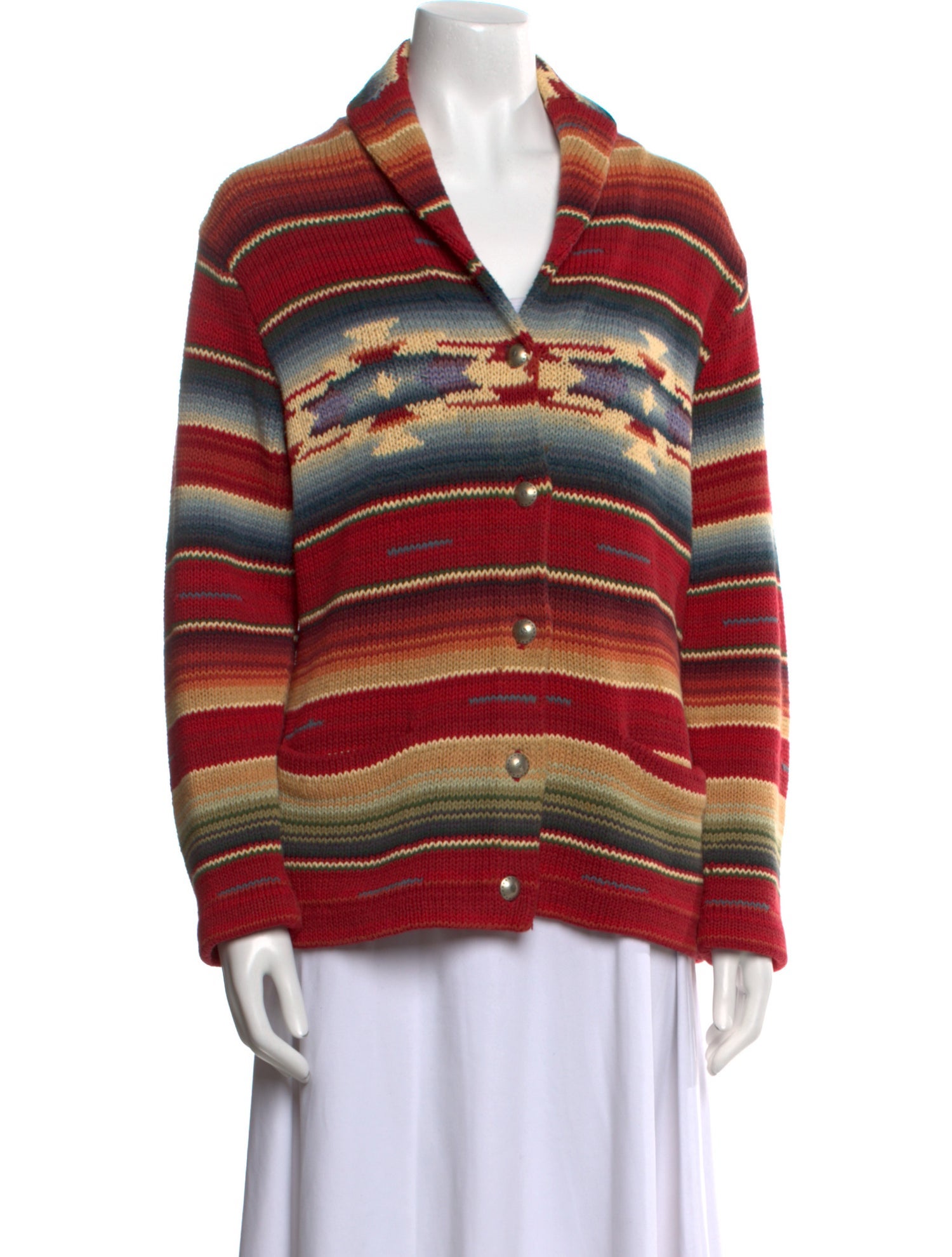 Lauren Ralph Lauren Striped V-Neck Sweater