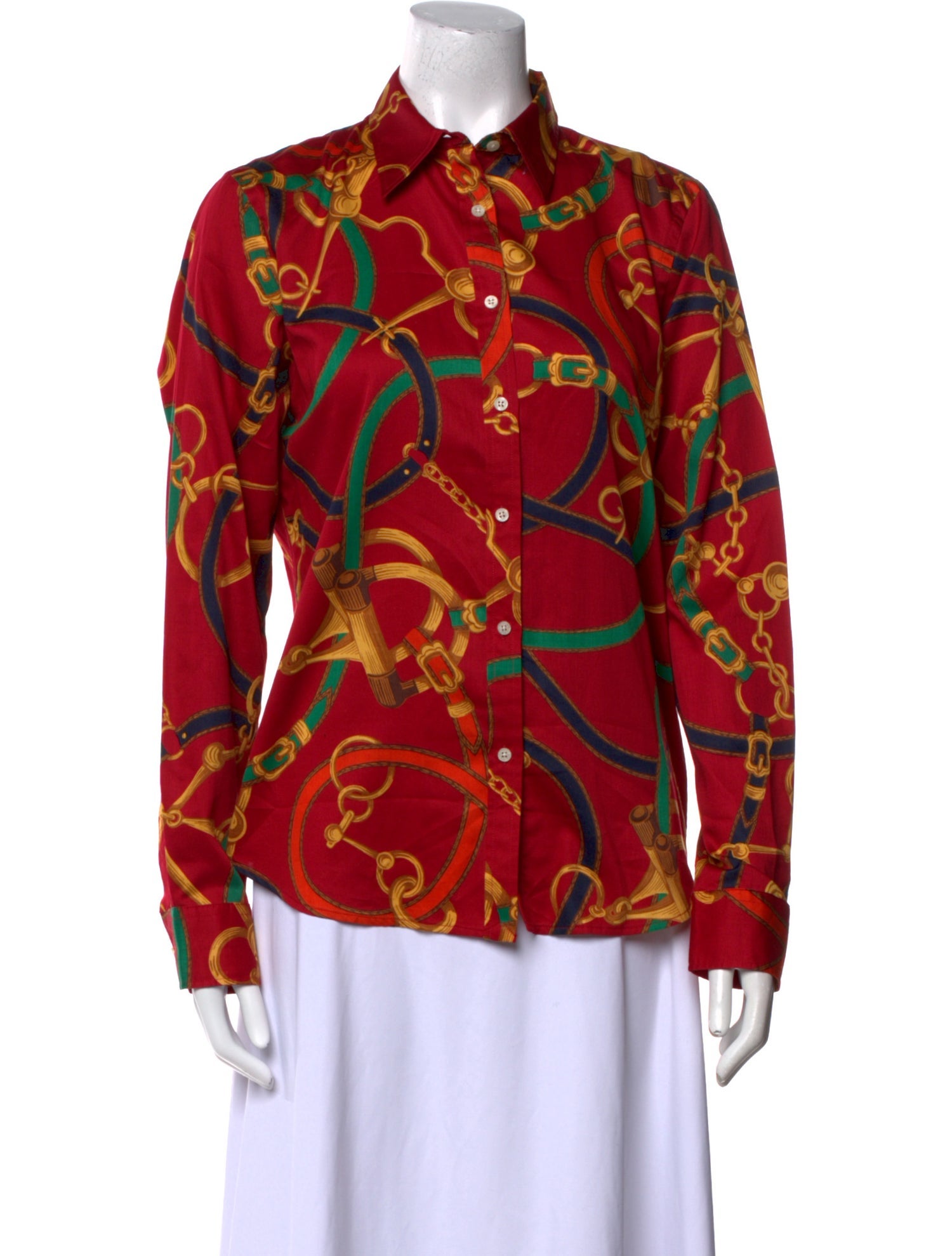 Lauren Ralph Lauren Printed Long Sleeve Button-Up Top