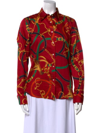 Lauren Ralph Lauren Printed Long Sleeve Button-Up Top