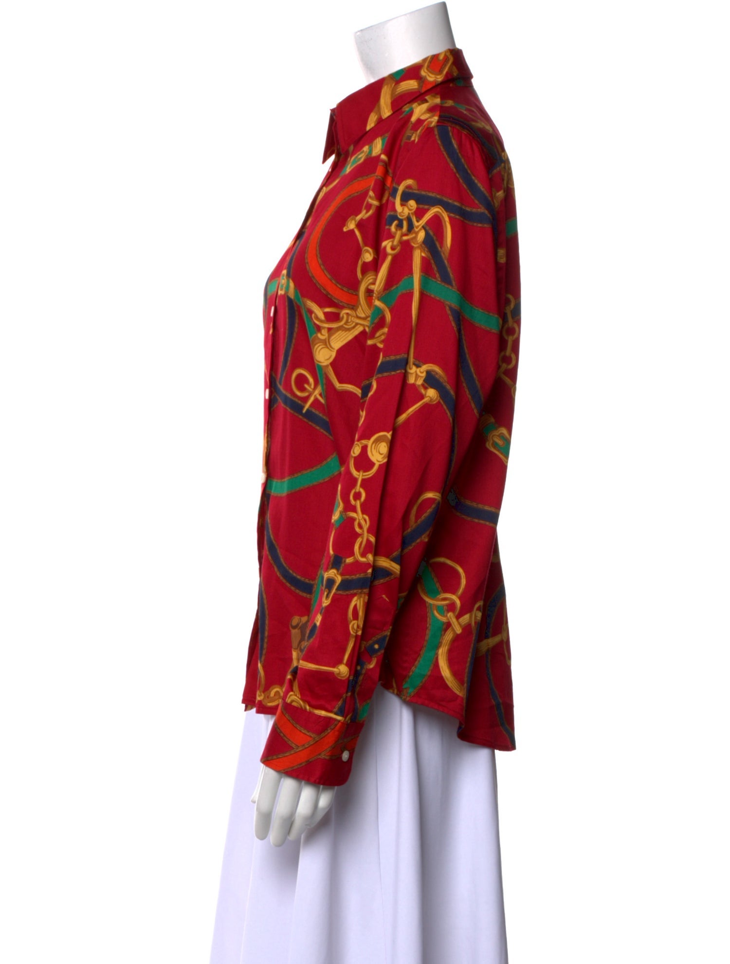 Lauren Ralph Lauren Printed Long Sleeve Button-Up Top