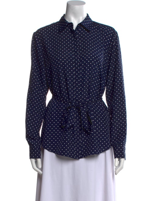 Lauren Ralph Lauren Polka Dot Print Long Sleeve Button-Up Top