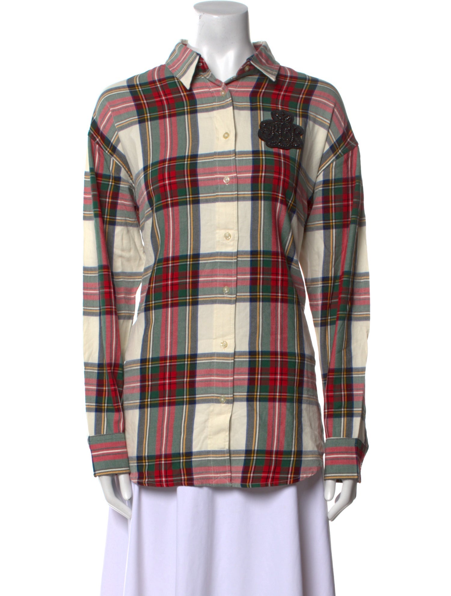Lauren Ralph Lauren Plaid Print Long Sleeve Button-Up Top w/ Tags