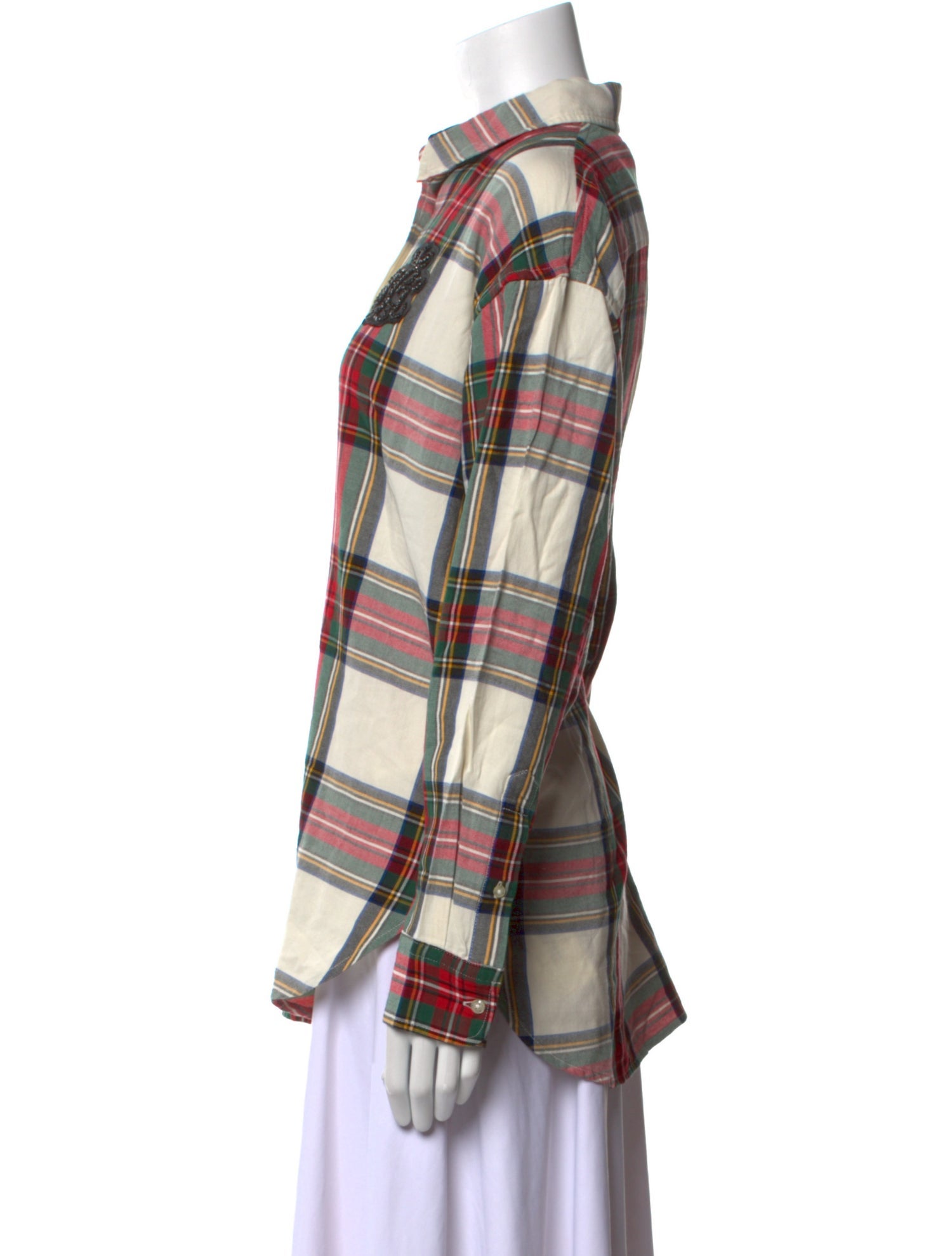 Lauren Ralph Lauren Plaid Print Long Sleeve Button-Up Top w/ Tags