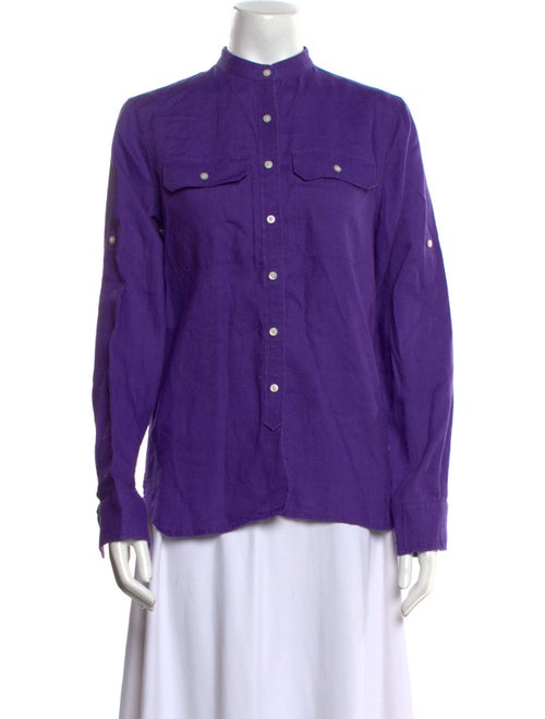 Lauren Ralph Lauren Linen Mock Neck Button-Up Top