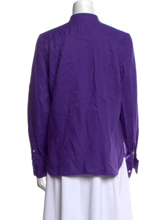 Lauren Ralph Lauren Linen Mock Neck Button-Up Top