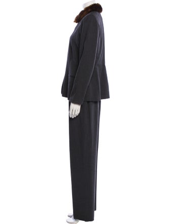 Lauren Ralph Lauren Wool Faux Fur Trim Pantsuit