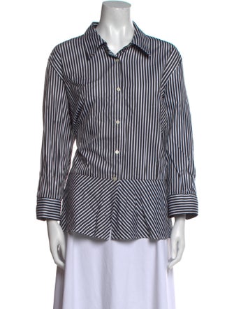 Lauren Ralph Lauren Striped Long Sleeve Button-Up Top
