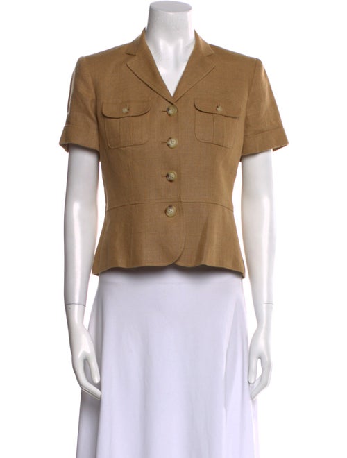 Lauren Ralph Lauren Linen Short Sleeve Crop Top
