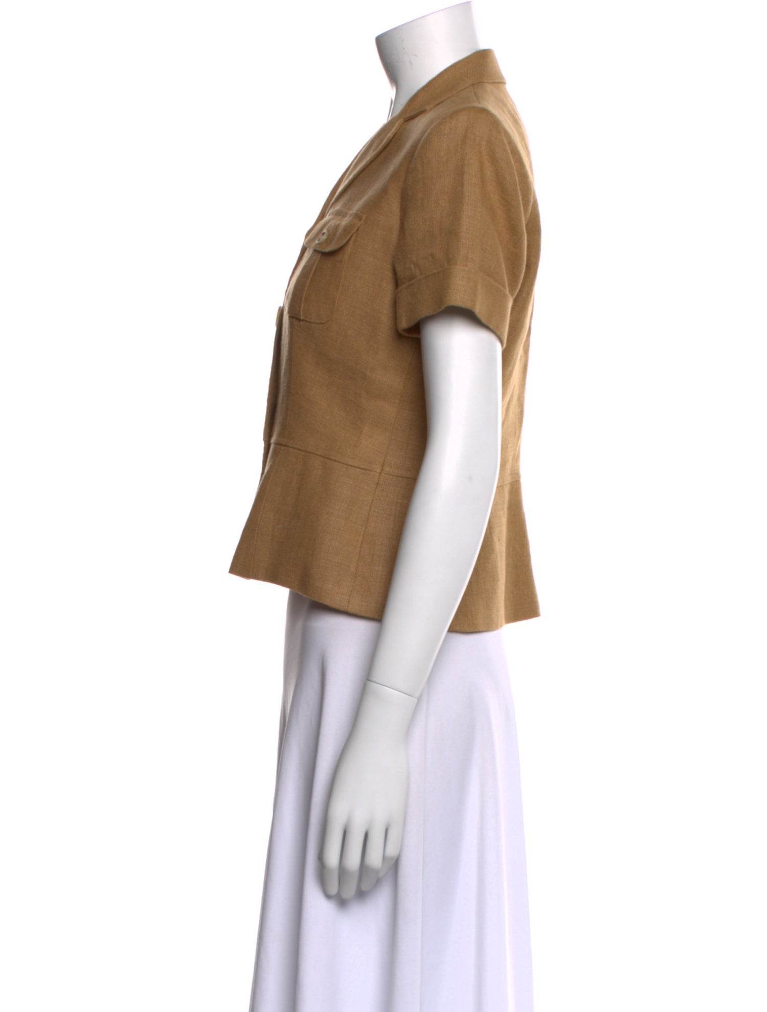 Lauren Ralph Lauren Linen Short Sleeve Crop Top