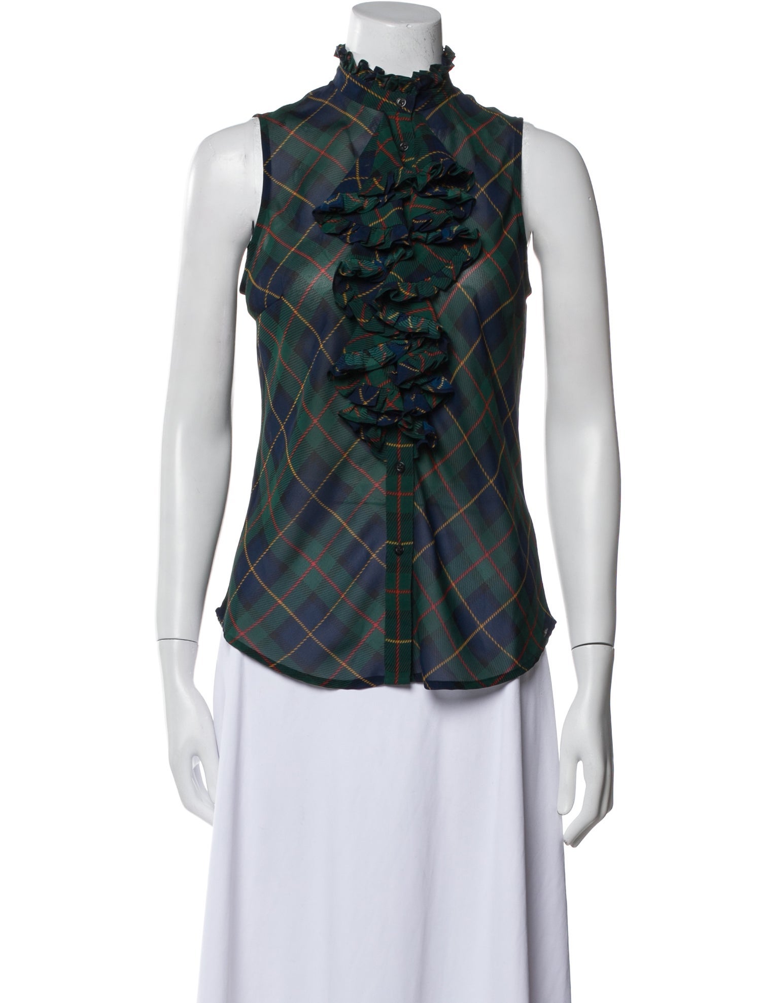 Lauren Ralph Lauren Silk Plaid Print Blouse