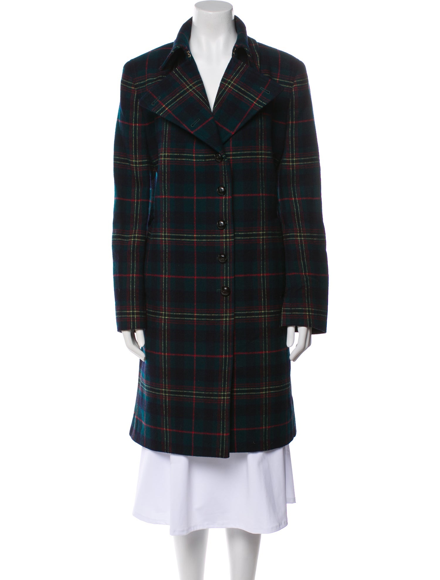 Lauren Ralph Lauren Wool Plaid Print Peacoat