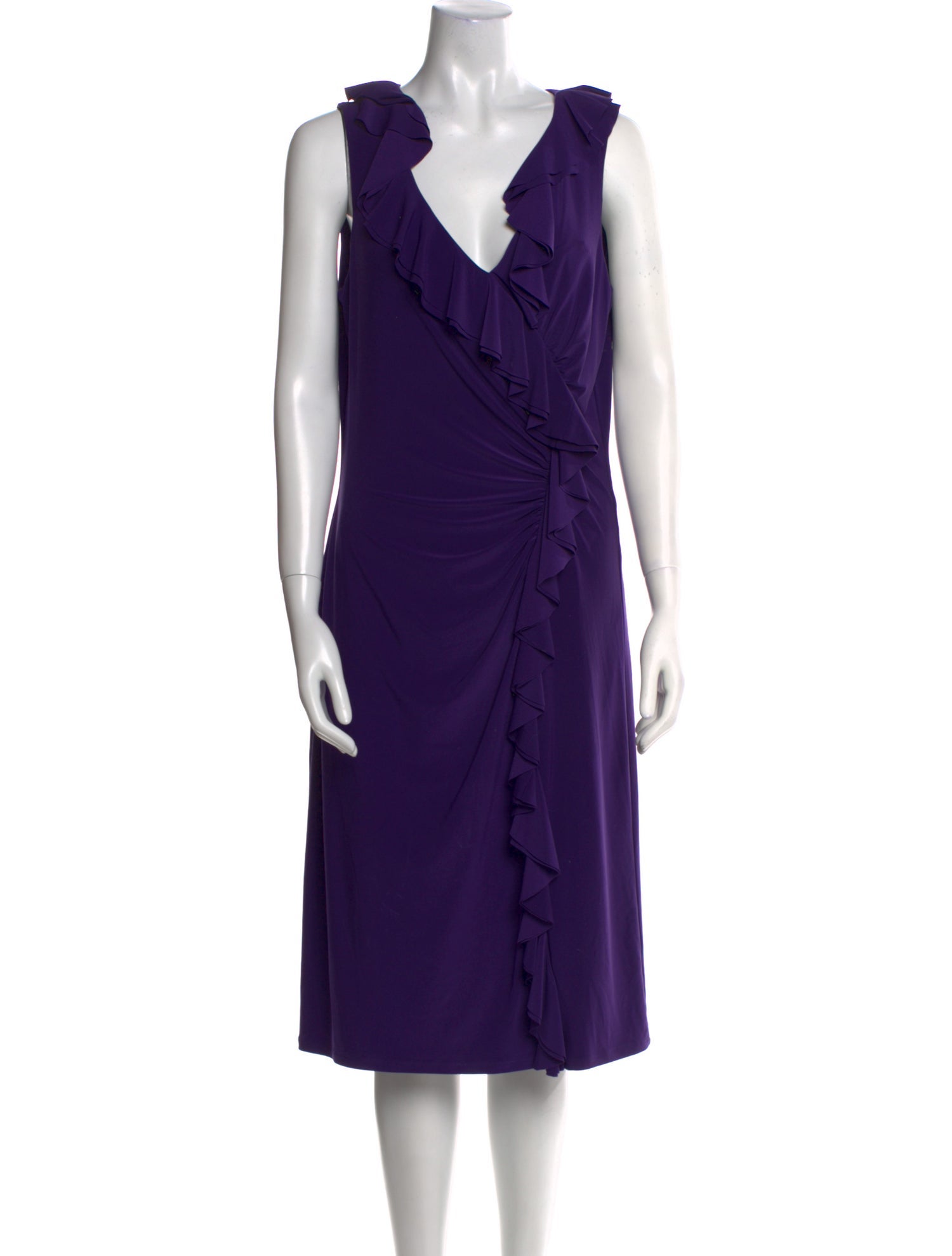 Lauren Ralph Lauren V-Neck Midi Length Dress