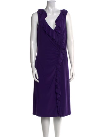 Lauren Ralph Lauren V-Neck Midi Length Dress