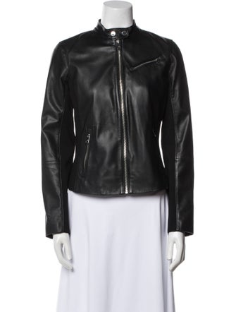 Lauren Ralph Lauren Lamb Leather Biker Jacket