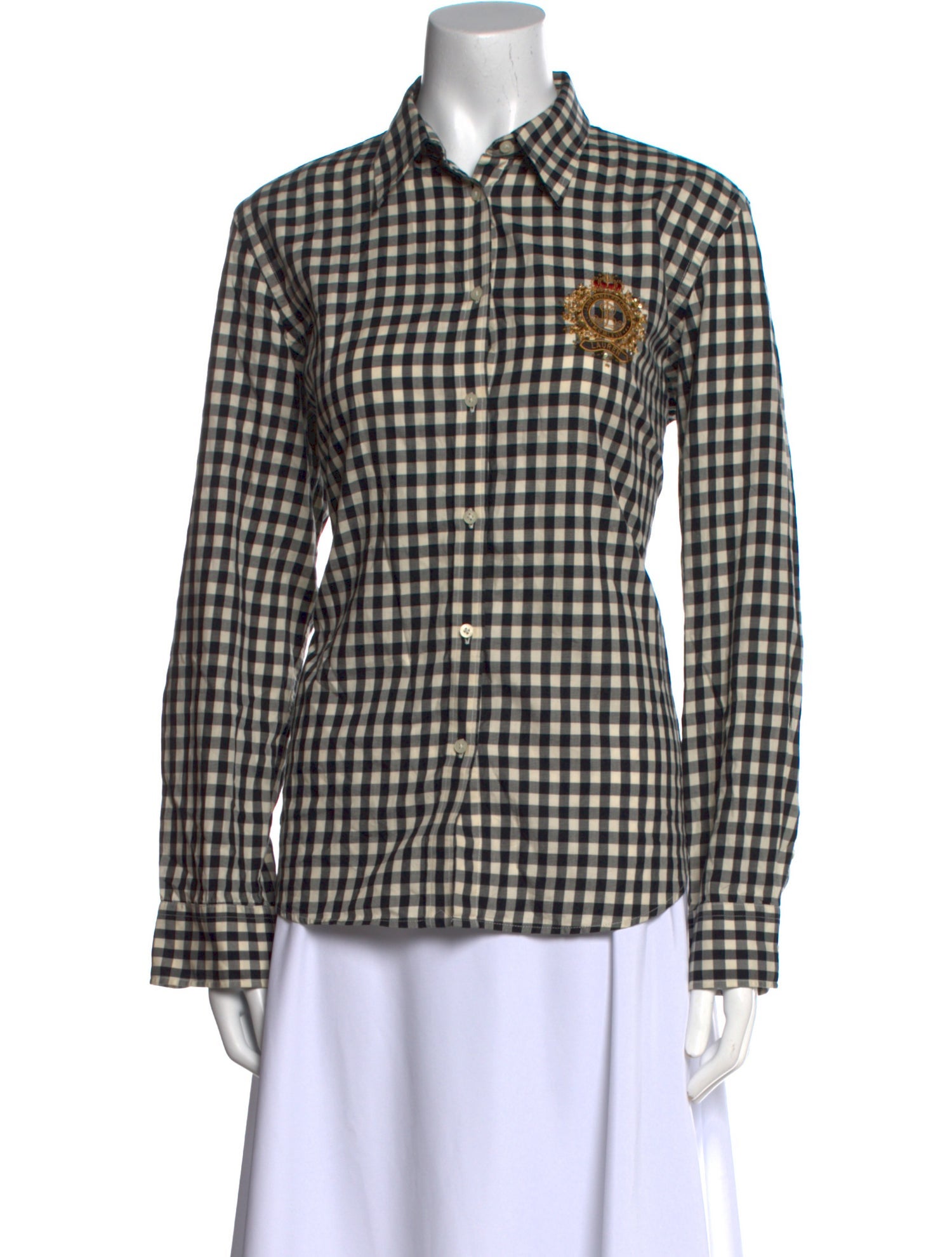 Lauren Ralph Lauren Plaid Print Long Sleeve Button-Up Top