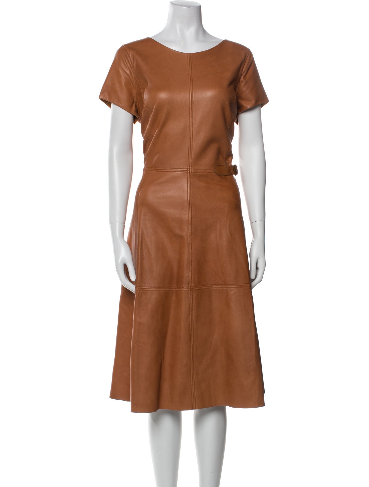 Lauren Ralph Lauren Leather Midi Length Dress