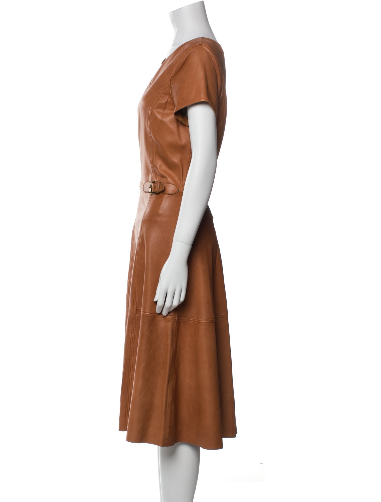 Lauren Ralph Lauren Leather Midi Length Dress