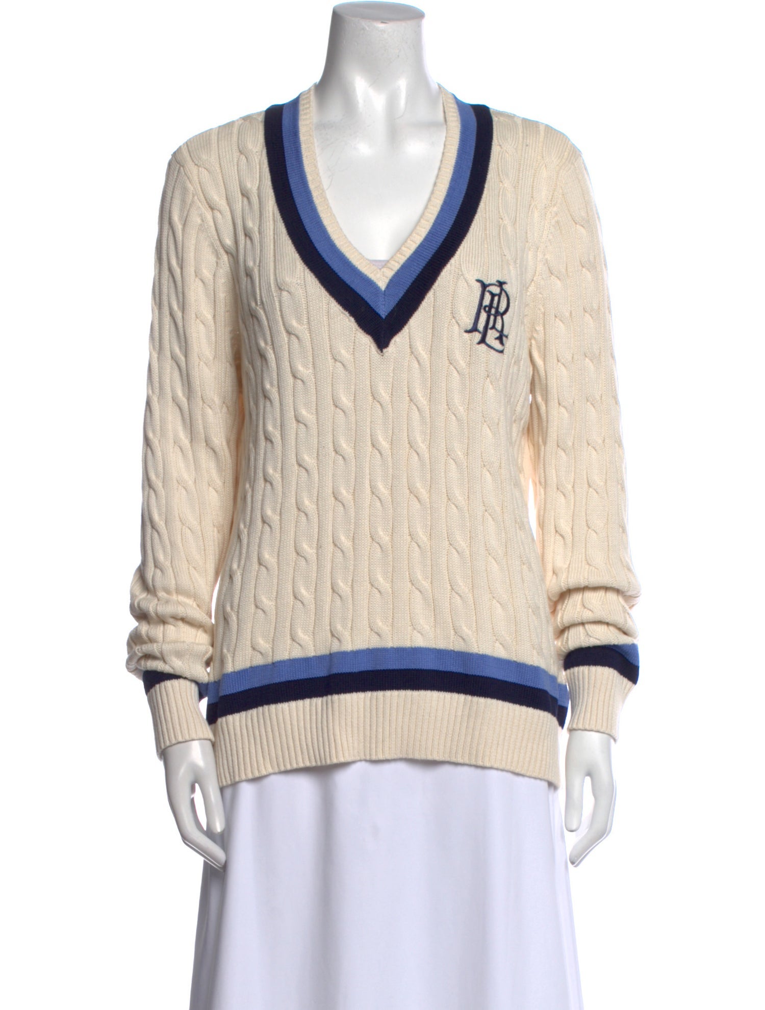 Lauren Ralph Lauren Striped V-Neck Sweater