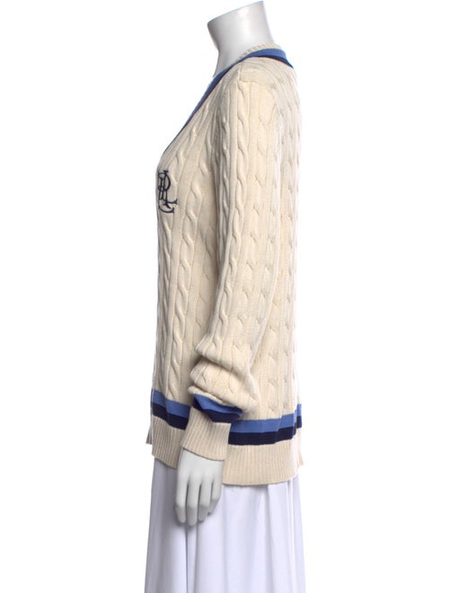 Lauren Ralph Lauren Striped V-Neck Sweater