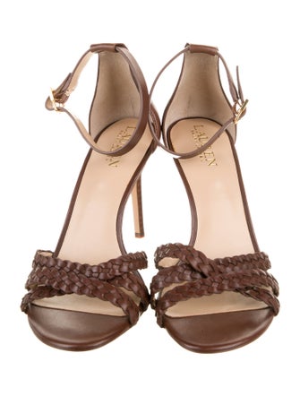 Lauren Ralph Lauren Leather Crystal Embellishments Sandals