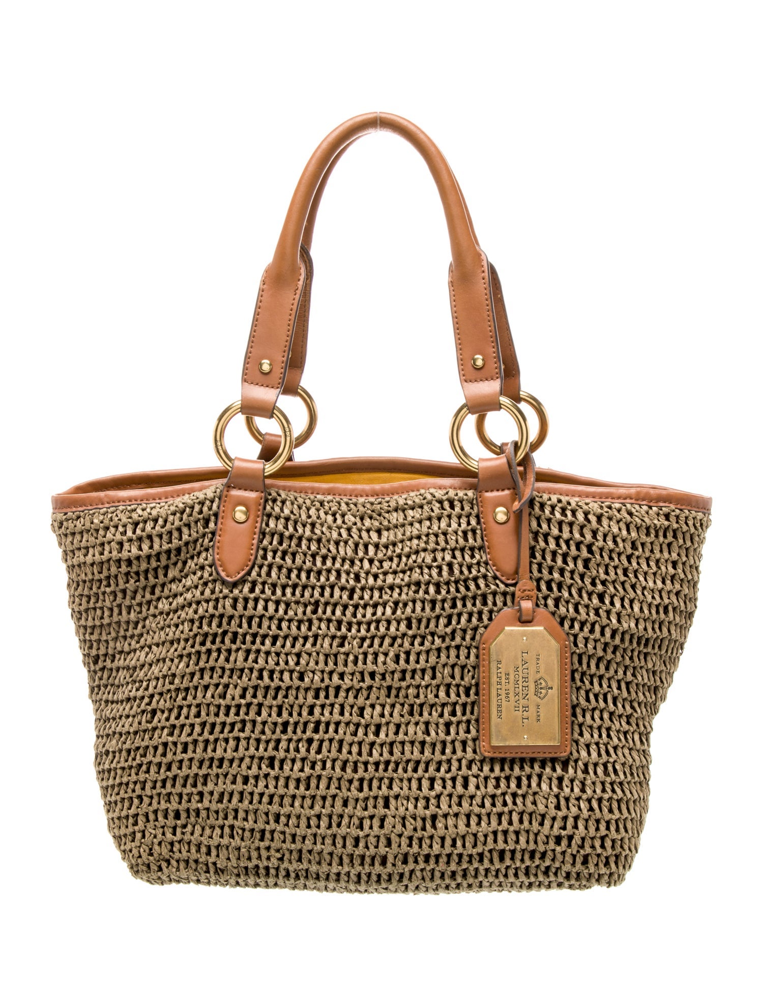 Lauren Ralph Lauren Raffia Top Handle Bag