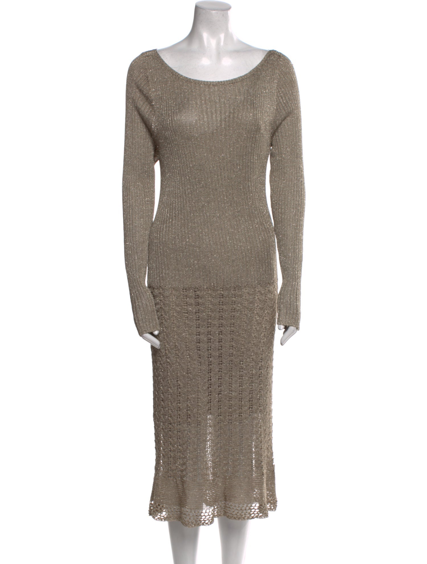 Lauren Ralph Lauren Bateau Neckline Midi Length Dress