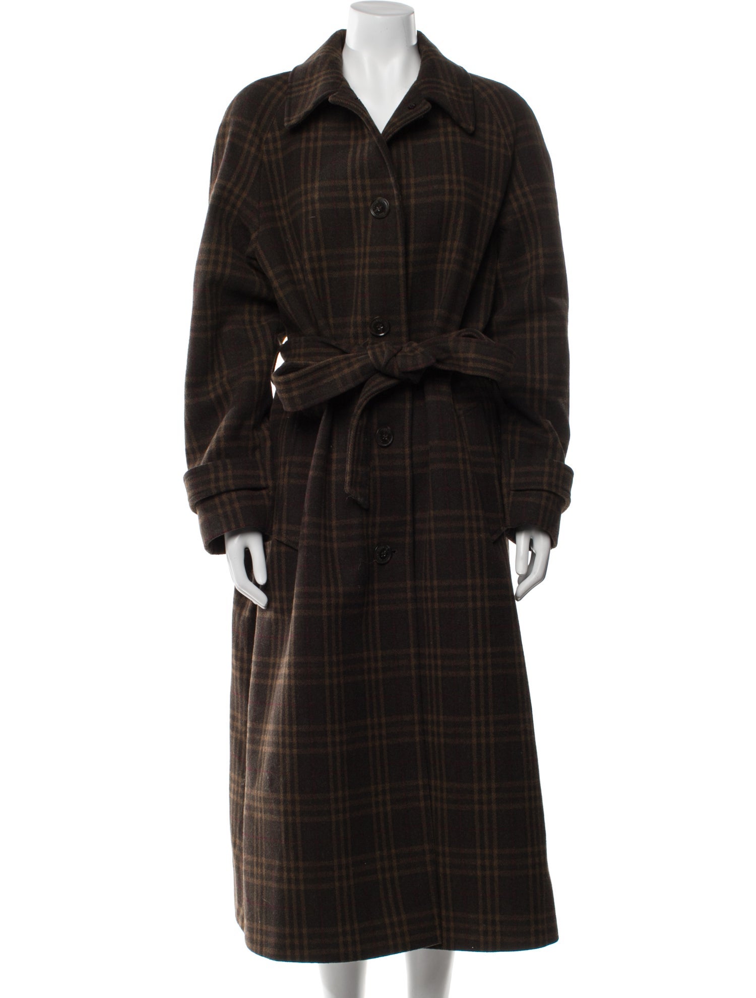 Lauren Ralph Lauren Wool Plaid Print Trench Coat