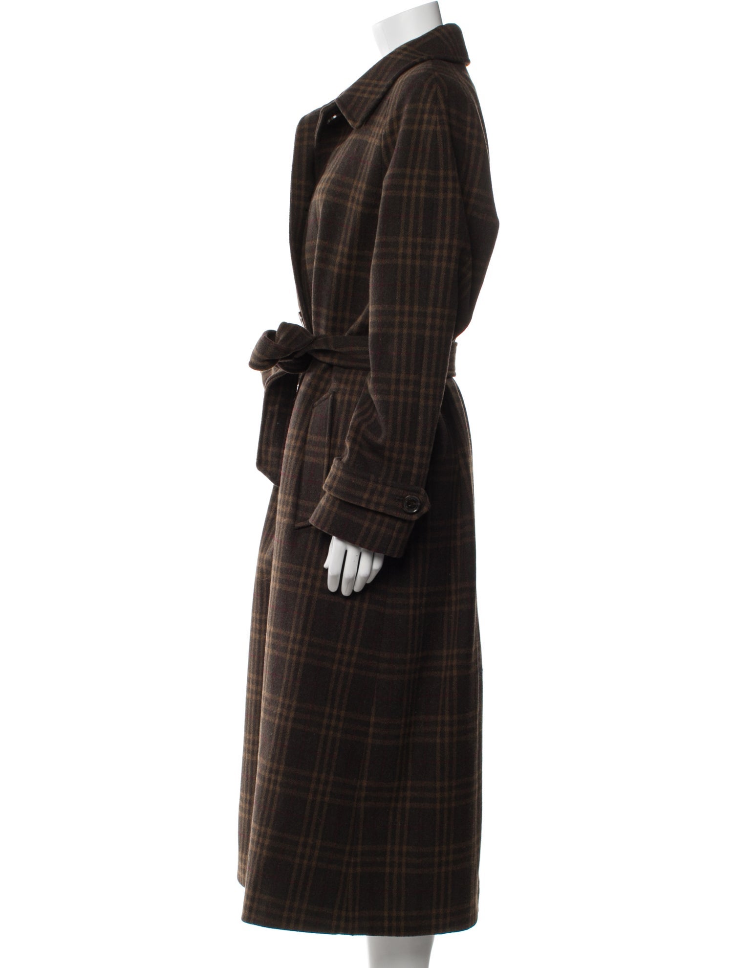 Lauren Ralph Lauren Wool Plaid Print Trench Coat