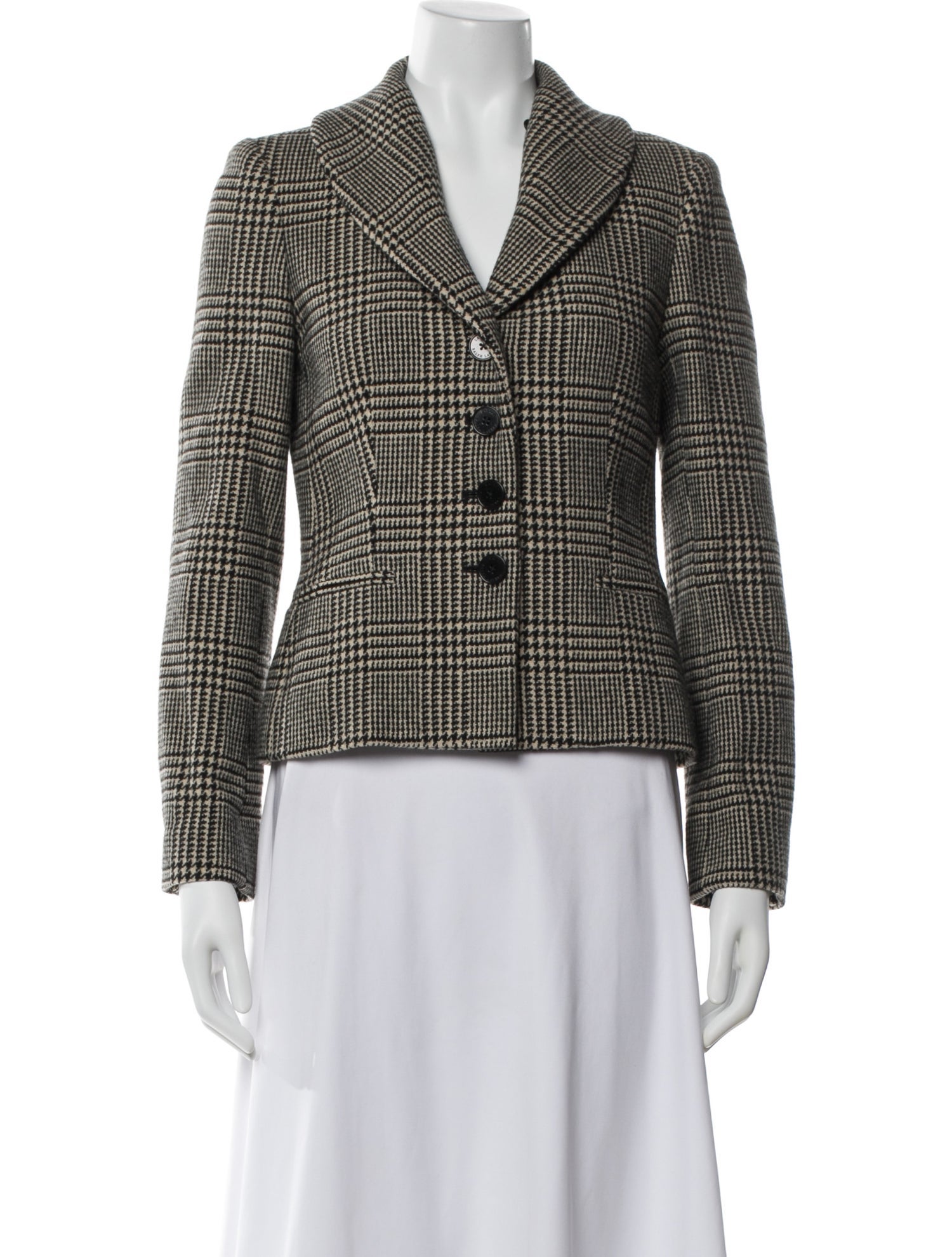 Lauren Ralph Lauren Virgin Wool Plaid Print Blazer