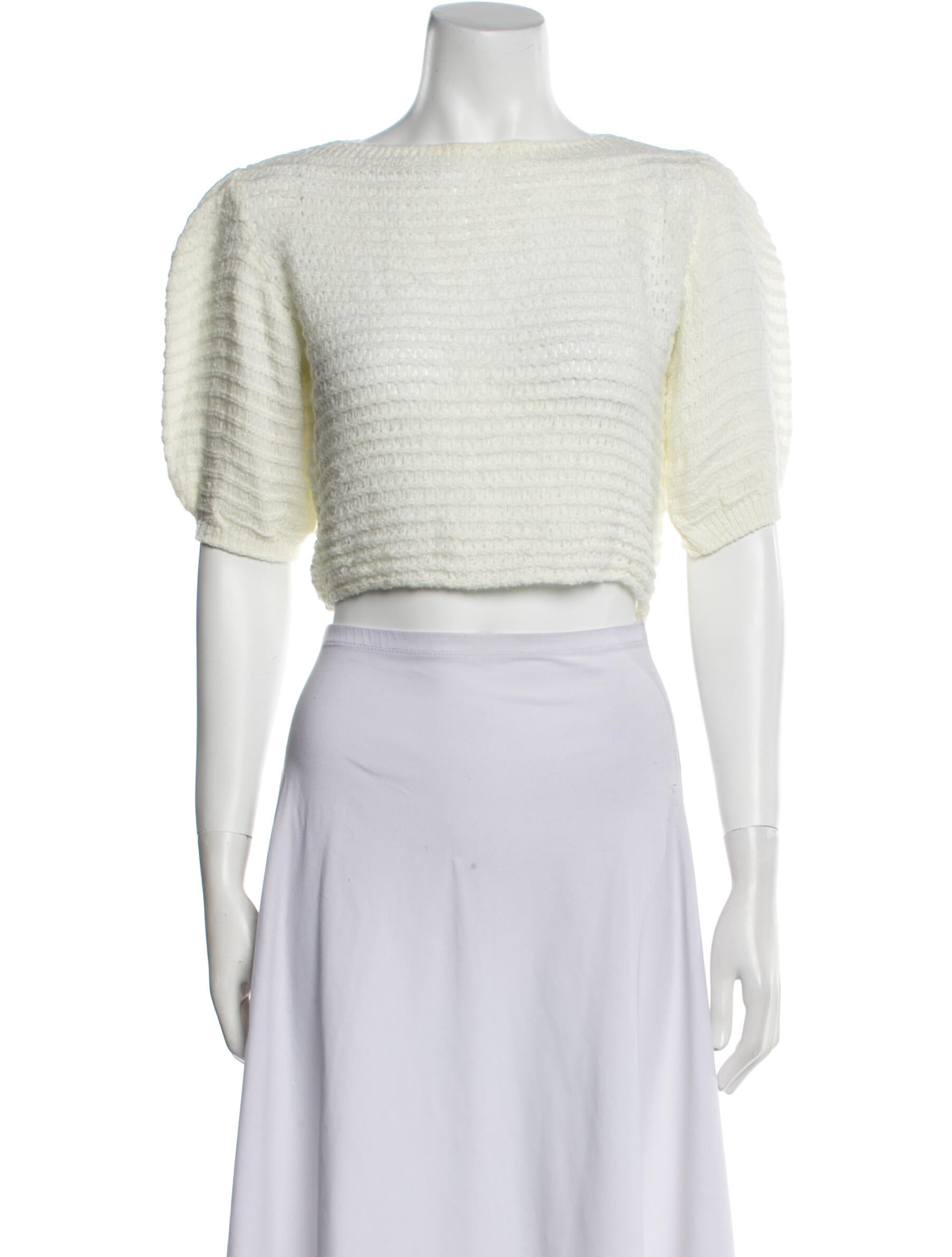 Iorane Bateau Neckline Short Sleeve Crop Top